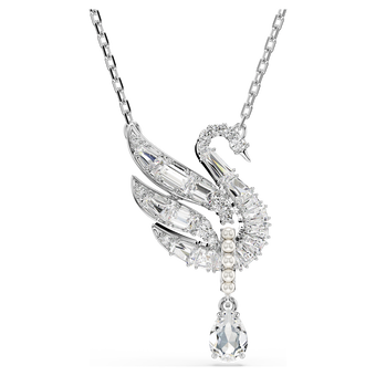 swarovski swan vienna pendant  swan  white  rhodium plated