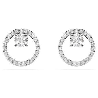 swarovski constella stud earrings  round cut  white  rhodium plated