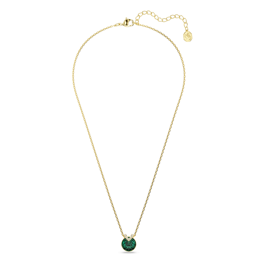 swarovski bella v pendant  round cut  green  18k gold finish