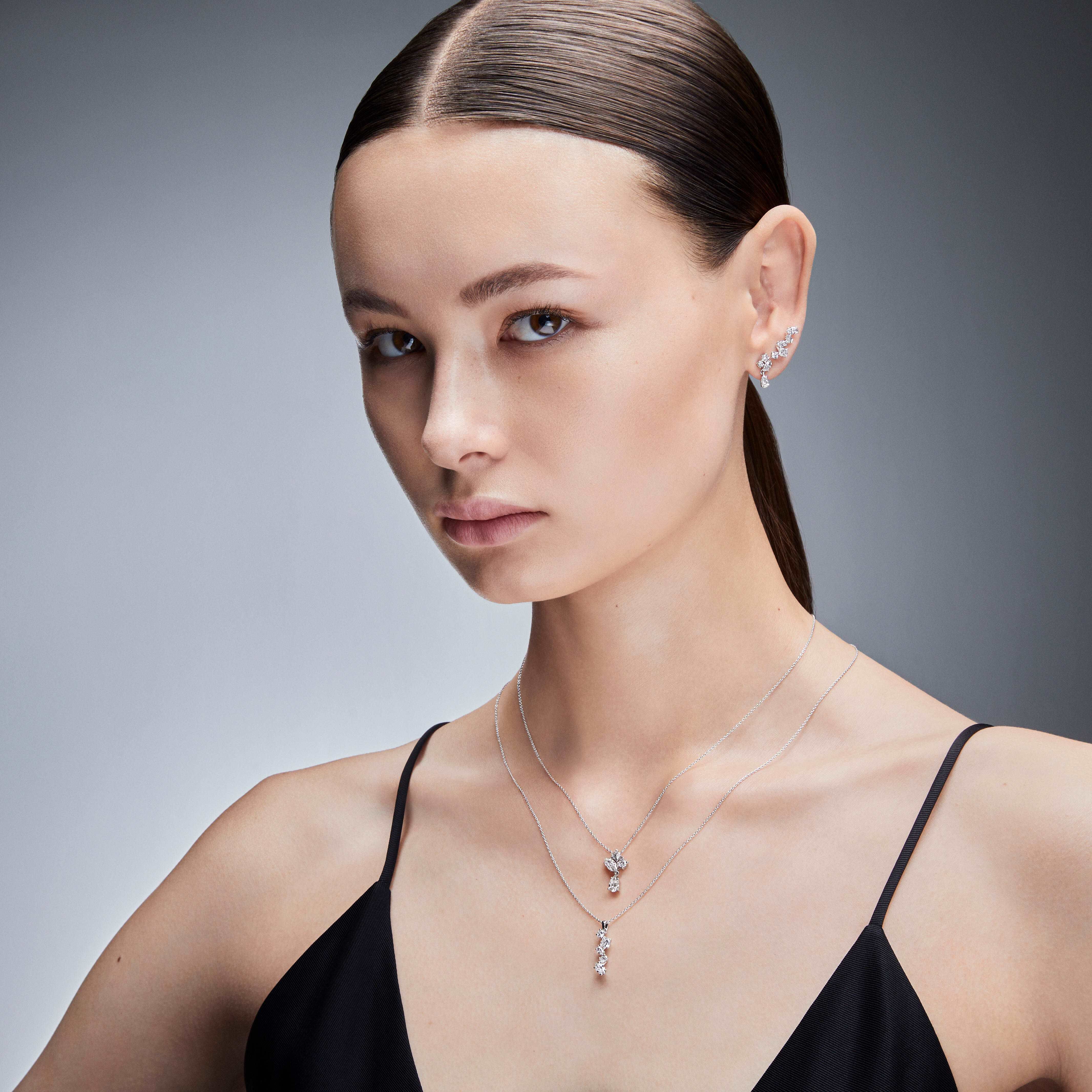 swarovski galaxy drop earrings  laboratory grown diamonds 0 75 ct tw  18k white gold