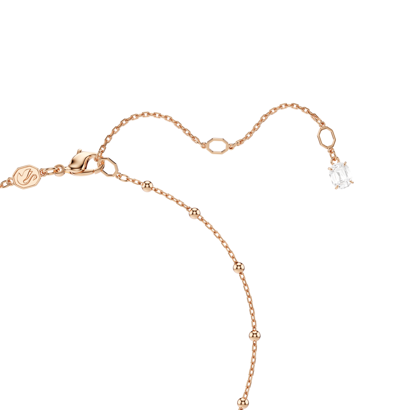 swarovski imber y necklace  round cut  white  18k rose gold finish