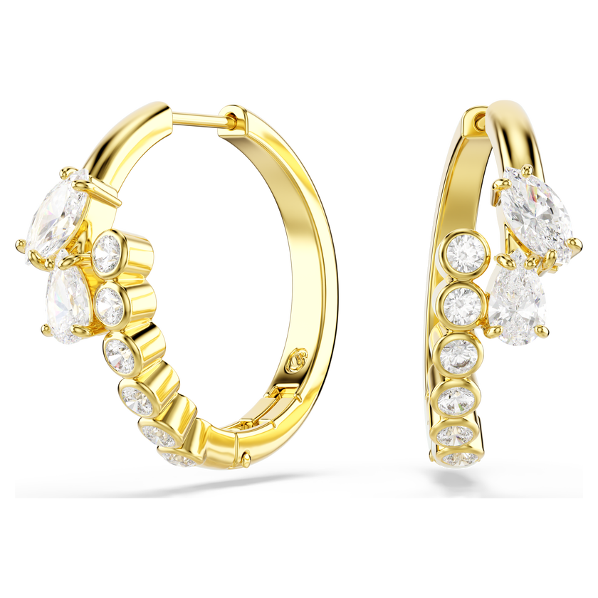 swarovski mesmera hoop earrings  mixed cuts  white  18k gold finish