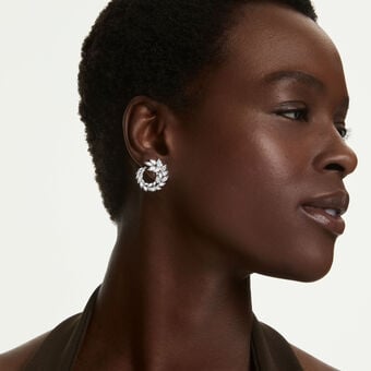 swarovski mesmera hoop earrings  marquise cut  white  rhodium plated