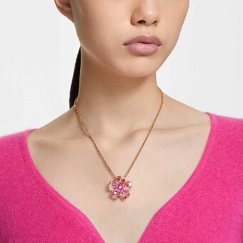 swarovski idyllia necklace  flower  pink  gold tone plated