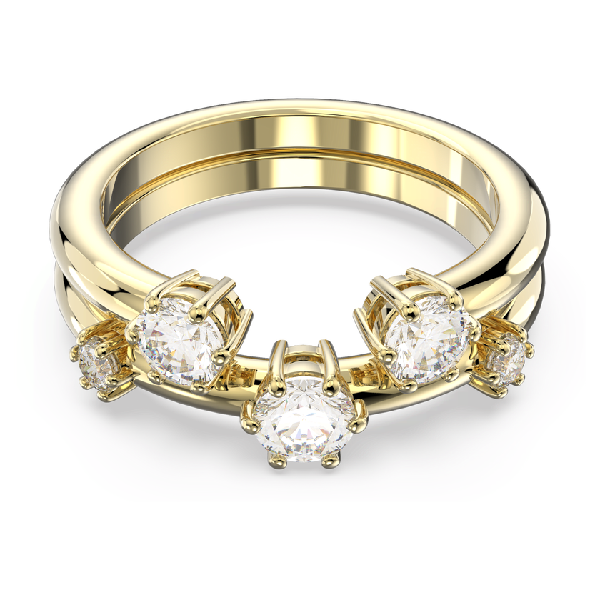 swarovski constella ring  set  2   round cut  white  gold tone plated