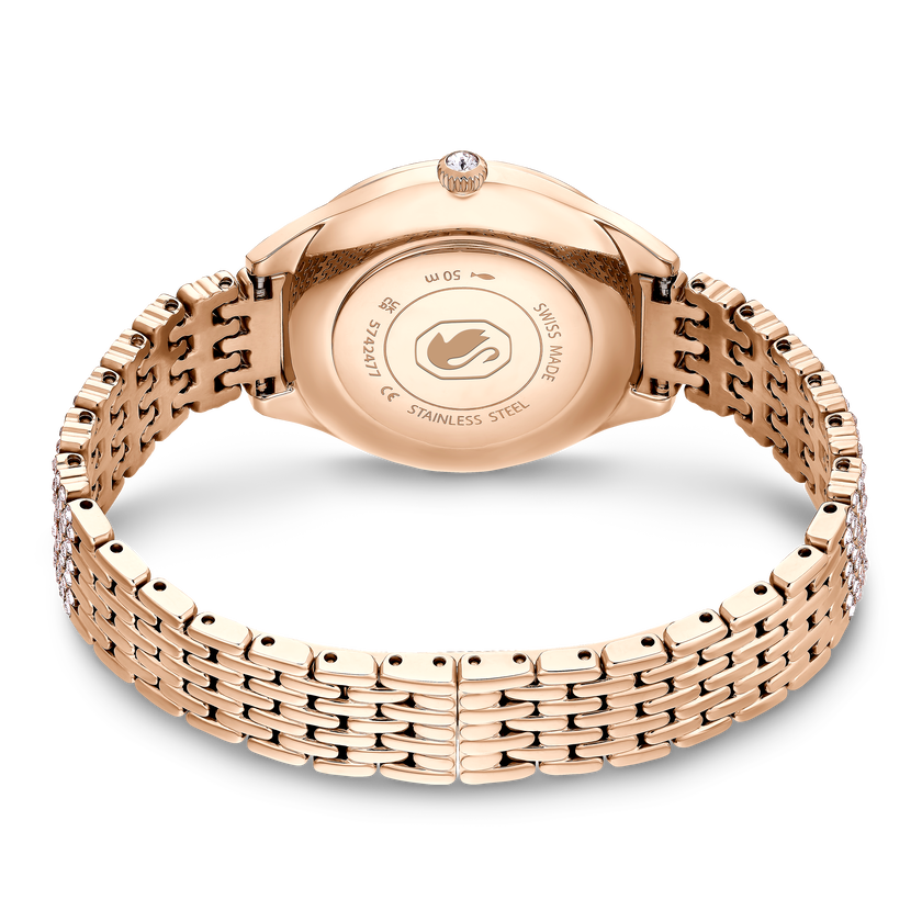 swarovski attract watch  swiss made  metal bracelet  rose gold tone  rose gold tone finish