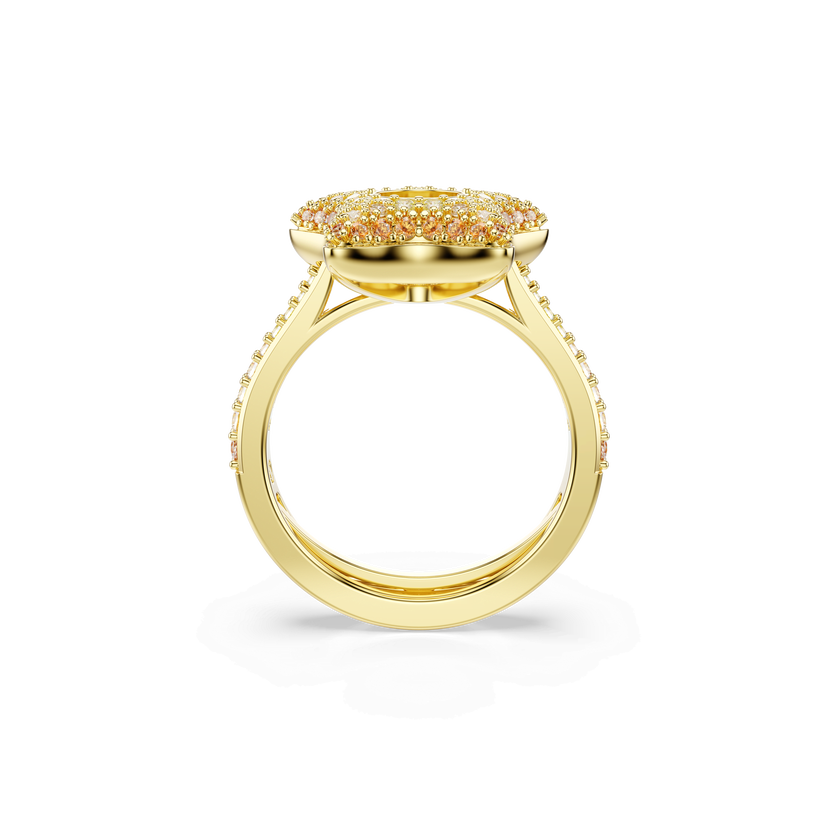 swarovski sublima ring  round cut  star  multicolored  18k gold finish