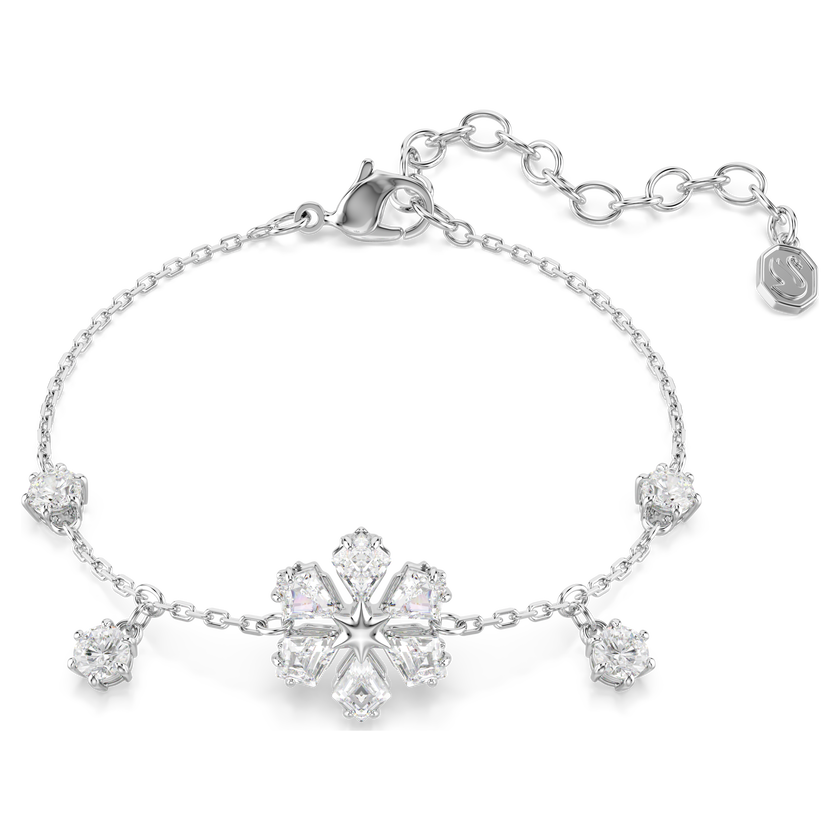 swarovski idyllia bracelet  mixed cuts  snowflake  white  rhodium plated