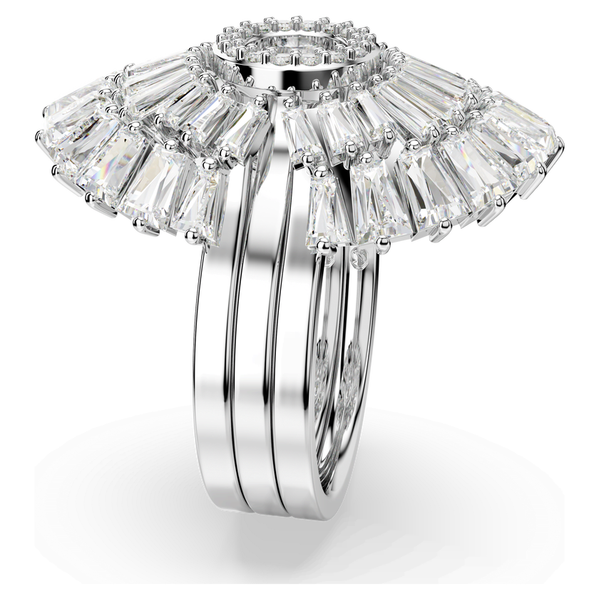 swarovski idyllia ring  set  3   mixed cuts  shell  white  rhodium plated