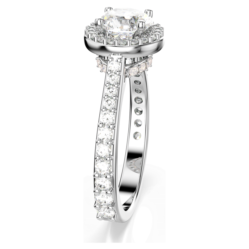 swarovski una angelic ring  round cut  white  silver tone finish