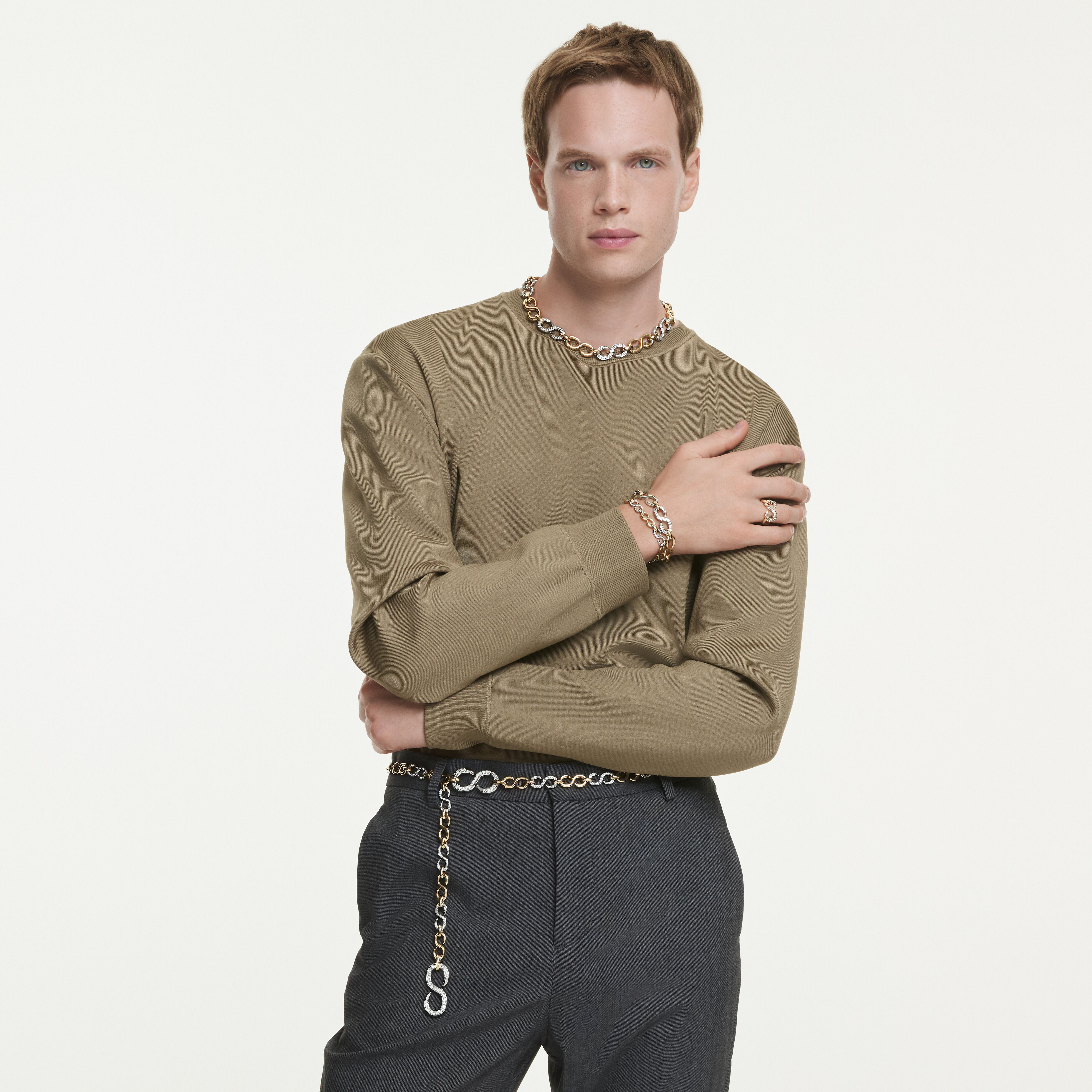 swarovski dextera open ring  round cut  white  gold tone plated