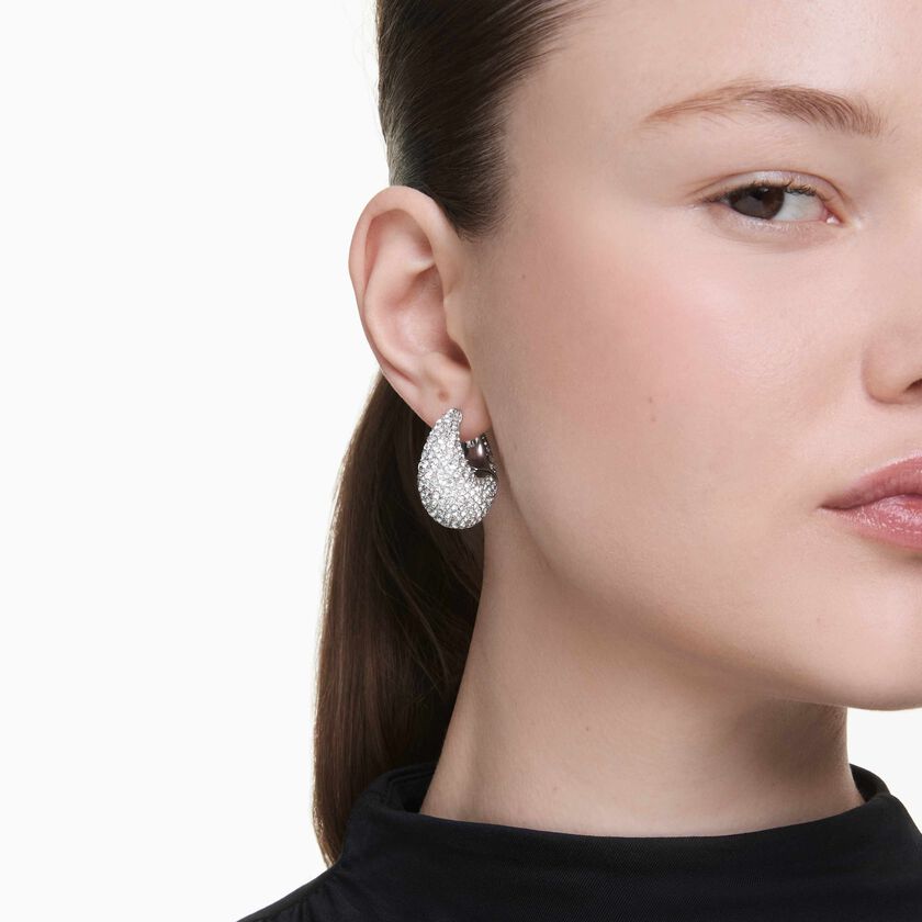swarovski sublima earrings  large  white  rhodium plated