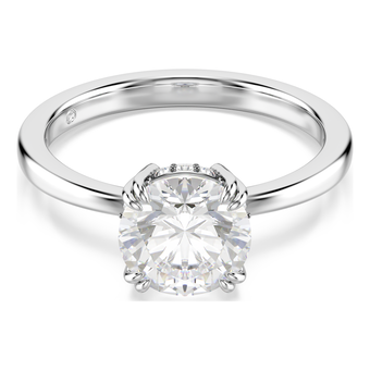 swarovski stilla cocktail ring  round cut  white  silver tone finish