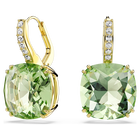 swarovski millenia drop earrings  cushion cut  green  18k gold finish