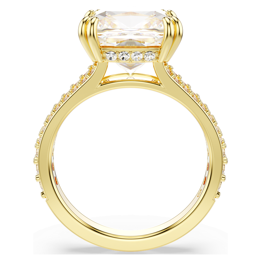 swarovski stilla cocktail ring  square cut  white  gold tone plated