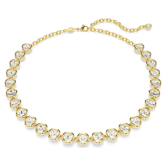 swarovski imber necklace  round cut  white  gold tone plated