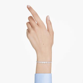 swarovski imber bracelet  mixed round cuts  white  rhodium plated