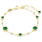 swarovski imber bracelet  round cut  green  gold tone plated