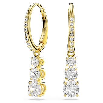 swarovski stilla attract hoop earrings  round cut  white  18k gold finish