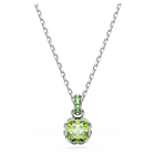 swarovski birthstone pendant  square cut  august  green  rhodium plated
