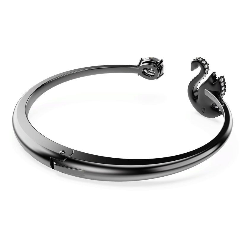 swarovski swan bangle  swan  black  ruthenium plated
