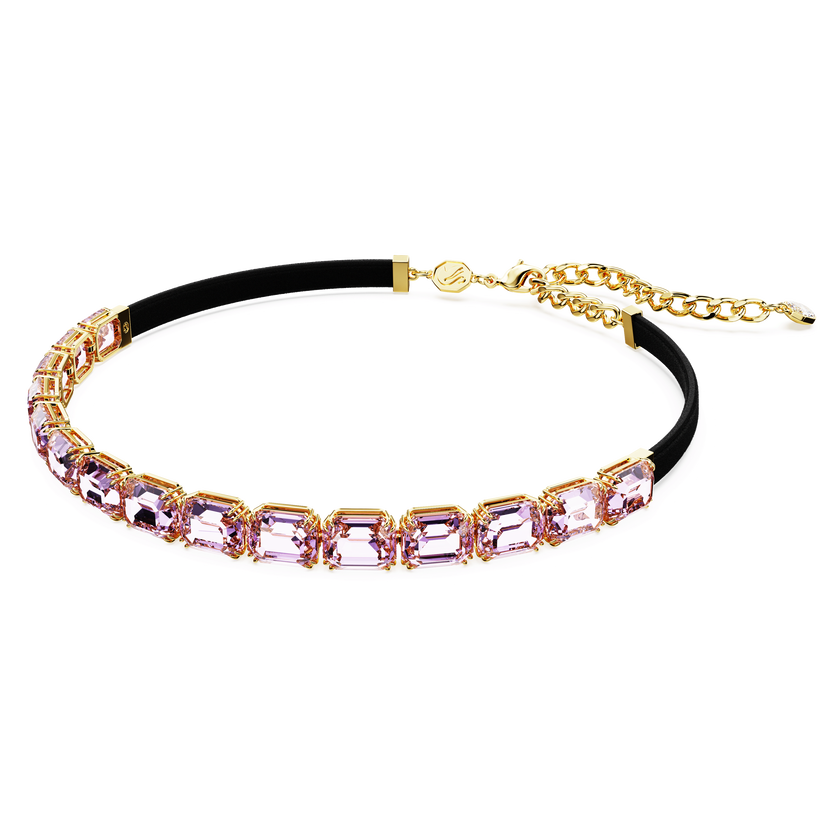 swarovski millenia tennis choker  octagon cut  purple  gold tone plated