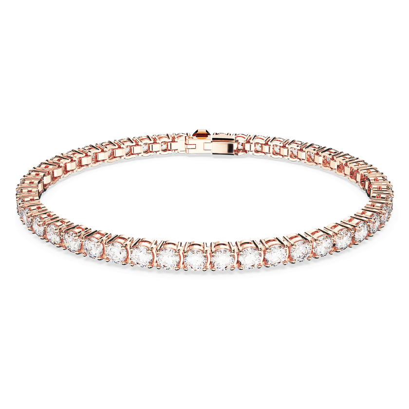 swarovski matrix tennis bracelet  round cut  white  rose gold tone plated