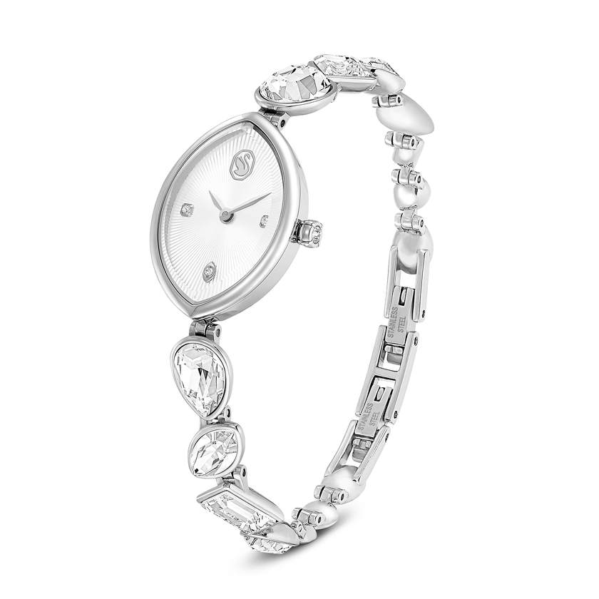 swarovski gema watch  crystal bracelet  silver tone  stainless steel