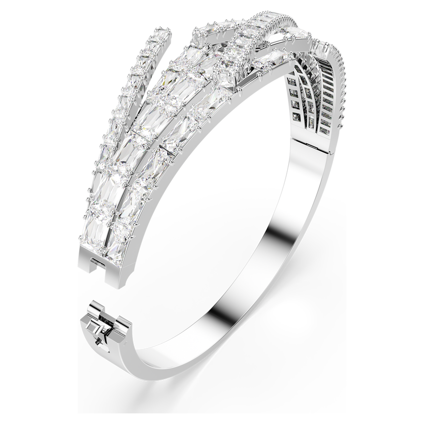 swarovski matrix bangle  mixed cuts  white  rhodium plated