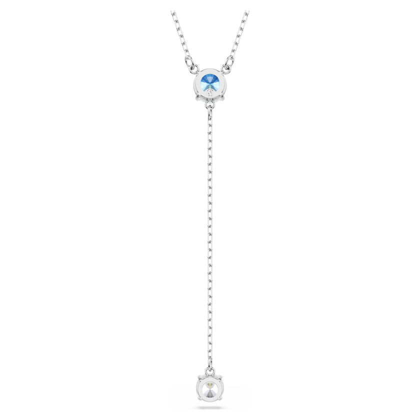swarovski stilla attract y necklace  round cut  blue  rhodium plated