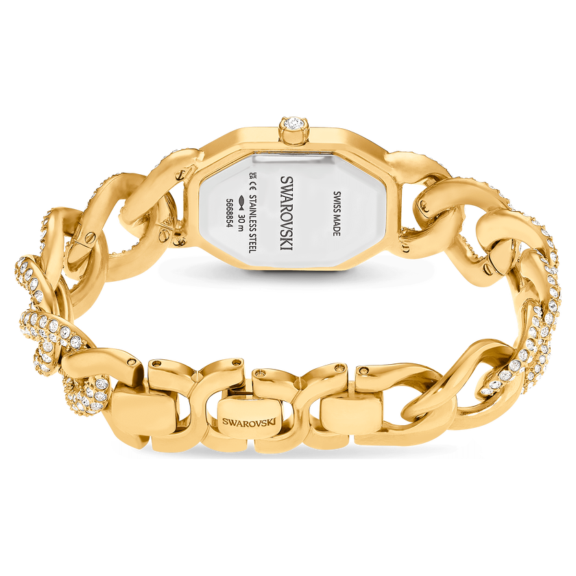 swarovski dextera chain watch  swiss made  crystal bracelet  gold tone  gold tone finish