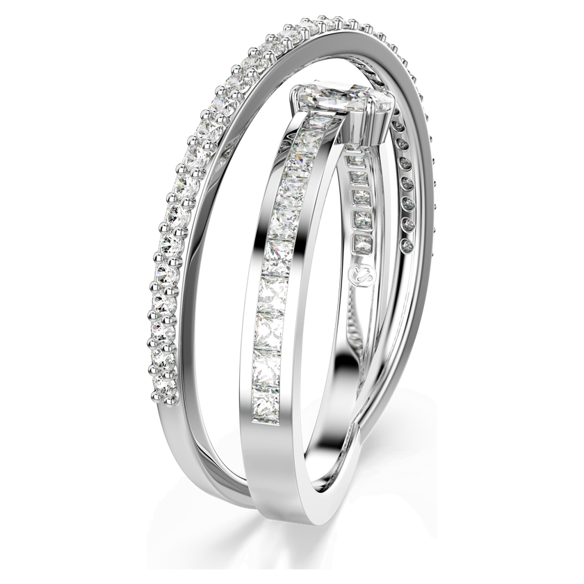 swarovski hyperbola ring  mixed cuts  white  rhodium plated