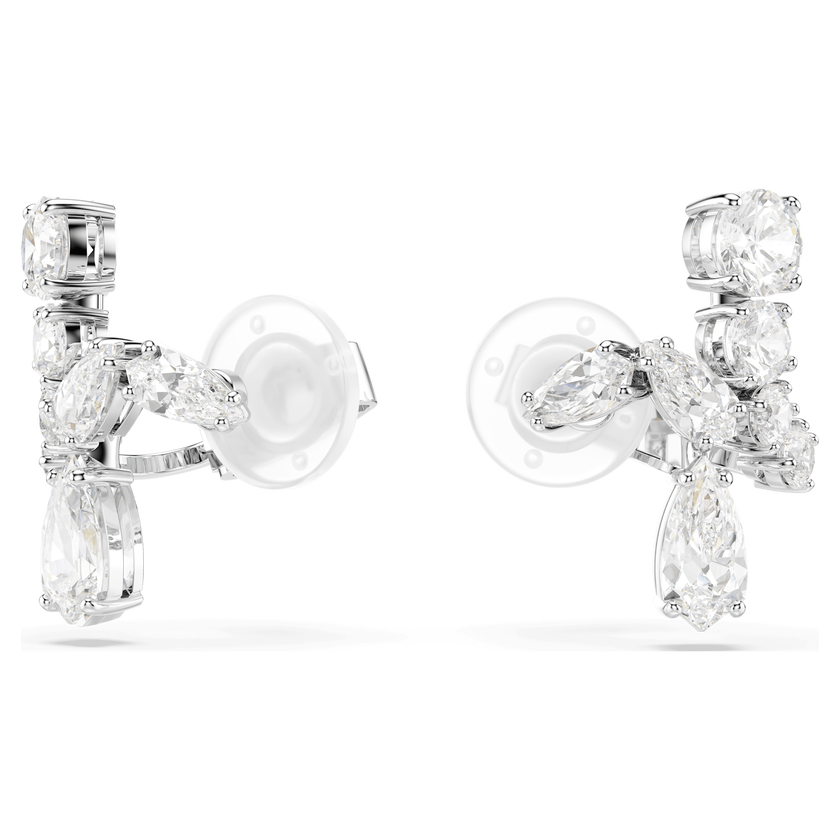 swarovski matrix clip earrings  mixed cuts  white  rhodium plated