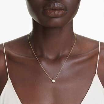 swarovski imber pendant  round cut  white  gold tone plated