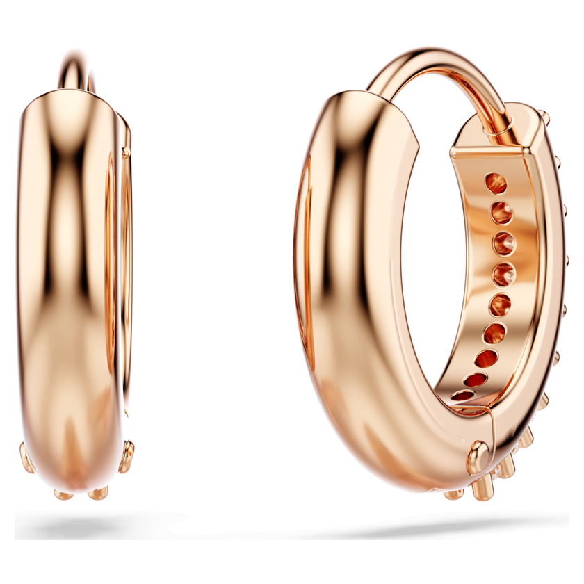swarovski matrix hoop earrings  round cut  white  rose gold tone plated