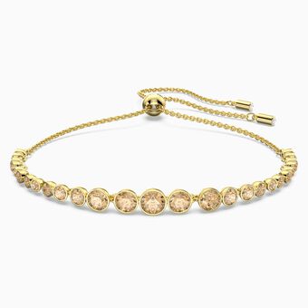 Emily bracelet, Mixed round cuts, Gold tone, Gold-tone plated