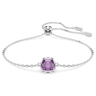 swarovski birthstone bracelet  square cut  february  purple  rhodium plated