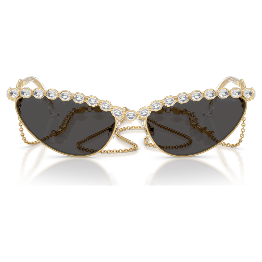 swarovski sunglasses  cat eye shape  chain  gray