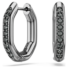 swarovski dextera hoop earrings  octagon shape  round cut  white  ruthenium plated