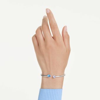 swarovski chroma bangle  mixed cuts  multicolored  rhodium plated