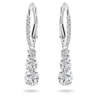 swarovski stilla attract hoop earrings  round cut  white  rhodium plated