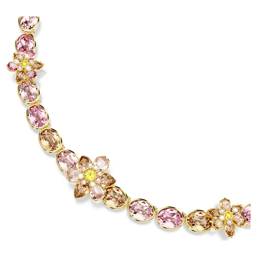 swarovski idyllia necklace  mixed cuts  flower  multicolored  gold tone plated