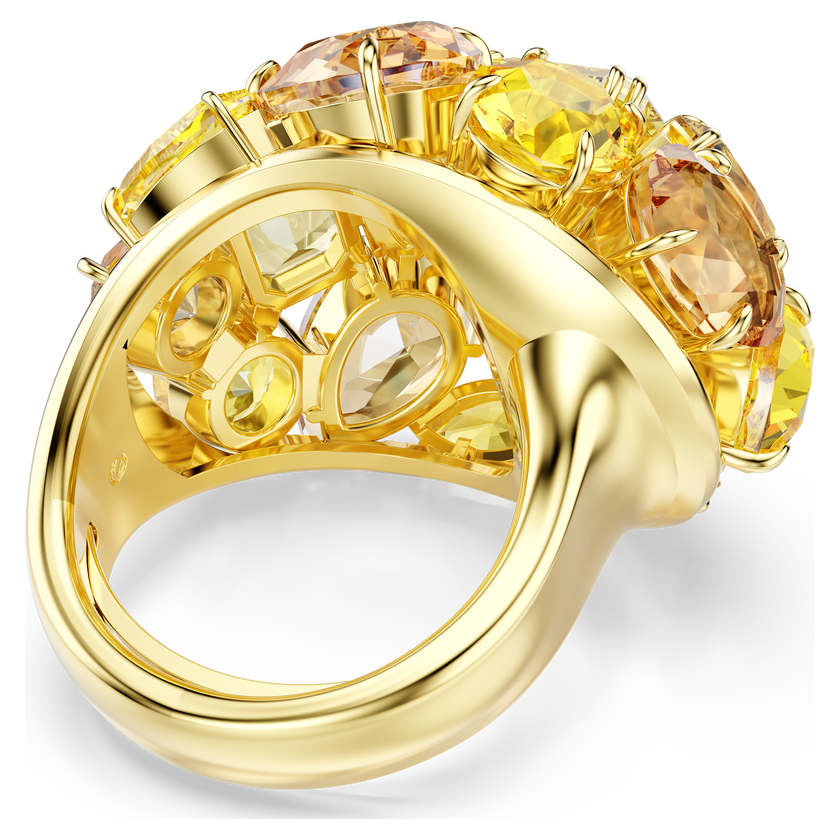 swarovski gema cocktail ring  mixed cuts  yellow  gold tone plated