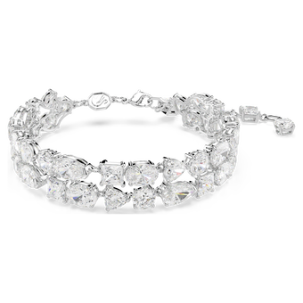 swarovski mesmera bracelet  mixed cuts  white  rhodium plated
