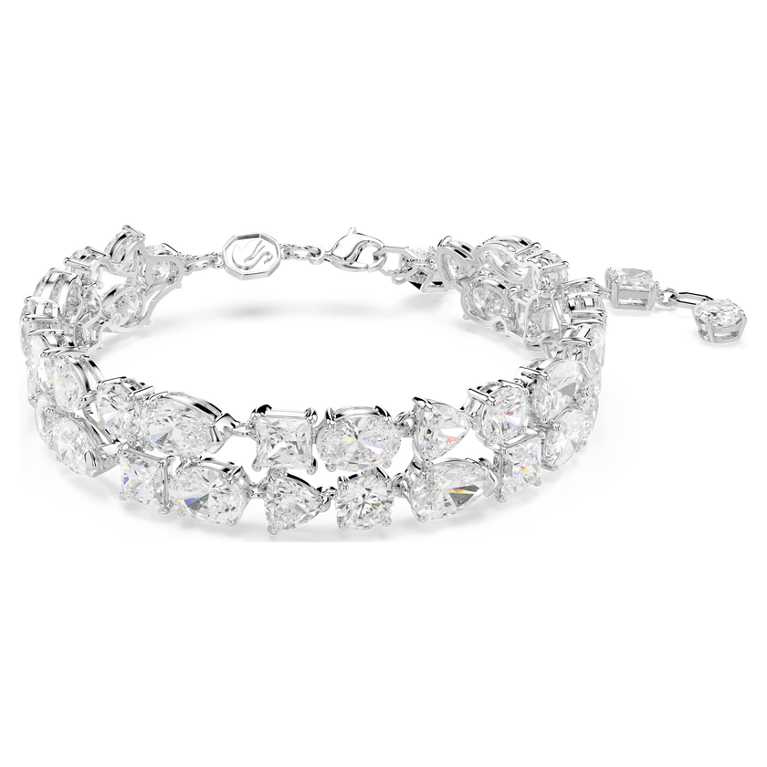 swarovski mesmera bracelet  mixed cuts  white  rhodium plated