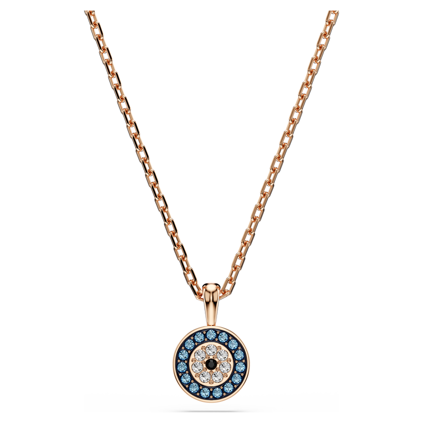 swarovski luckily pendant  pav   eye  blue  rose gold tone plated
