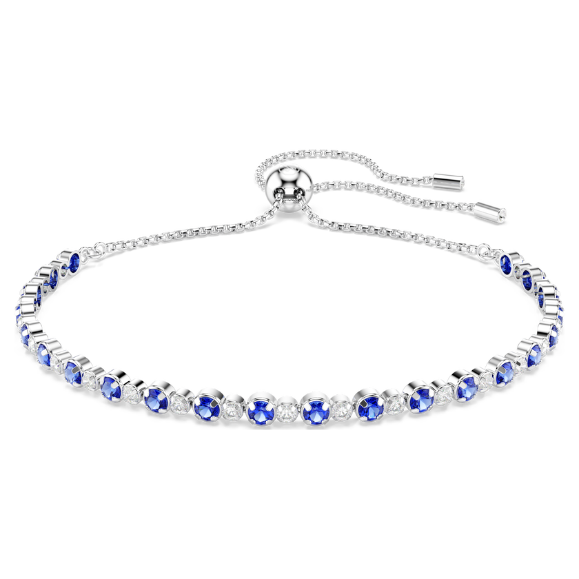 swarovski matrix tennis bracelet  mixed round cuts  blue  rhodium plated