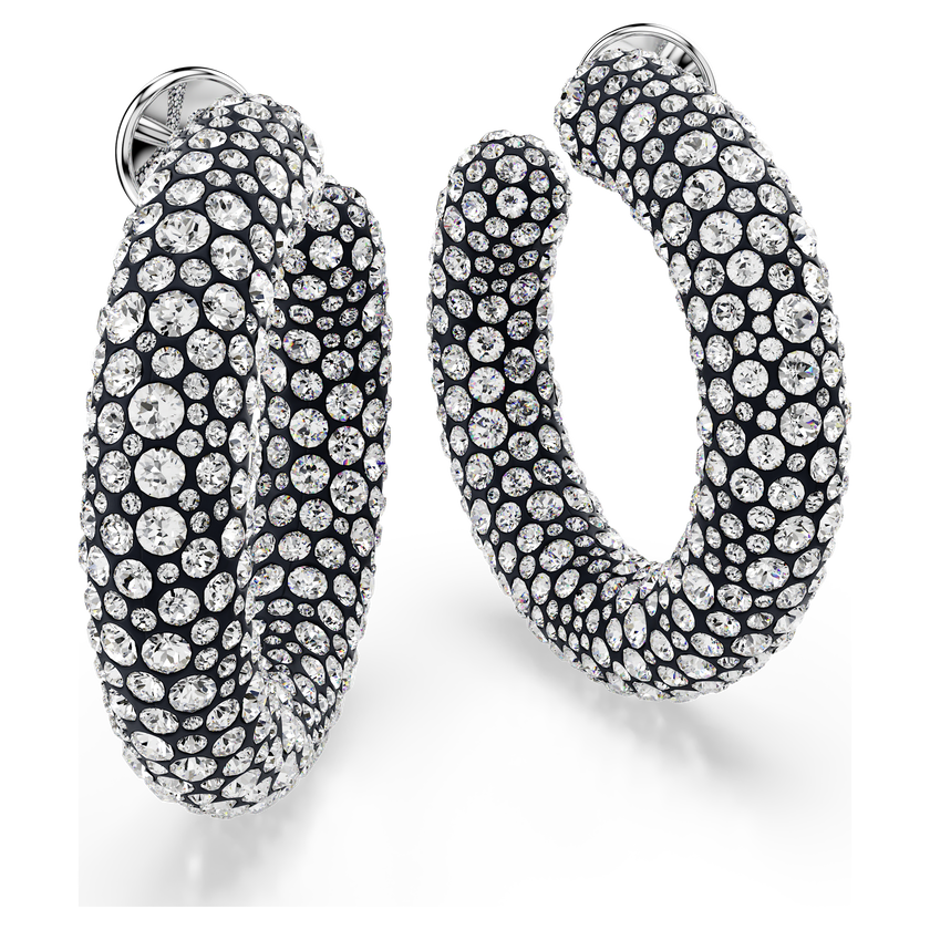 swarovski sublima hoop earrings  mixed round cuts  white  rhodium plated