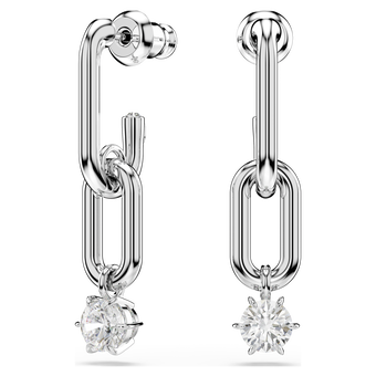 swarovski constella drop earrings  round cut  white  rhodium plated