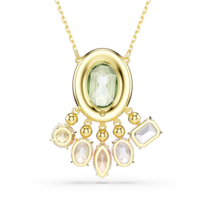 swarovski gema pendant  mixed cuts  dangling crystals  multicolored  gold tone plated